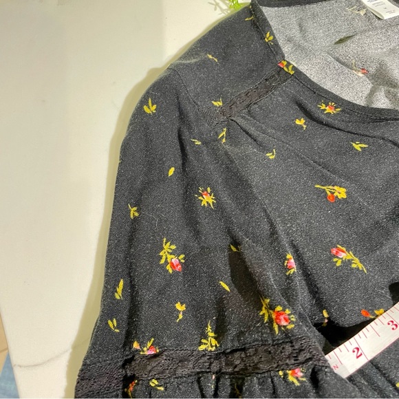 🌸3 for $20 Top Romantic Boho floral Long Sleeve Blouse Size M Flare Bell Sleeve - Picture 12 of 13